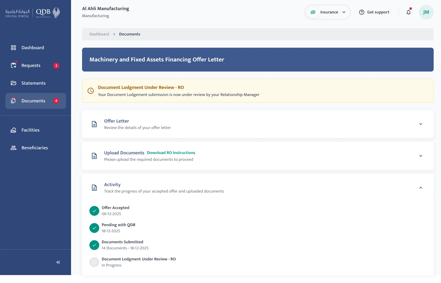 Document review activity timeline UI