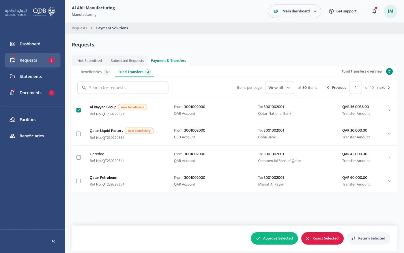 Maker-checker bulk approval review screen