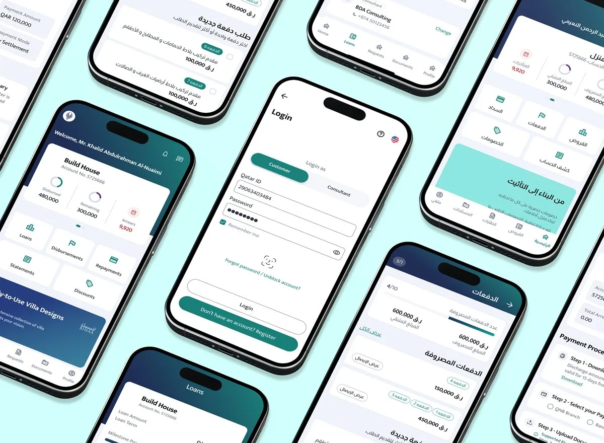 Housing loan mobile banking app UI screens - fintech UX redesign