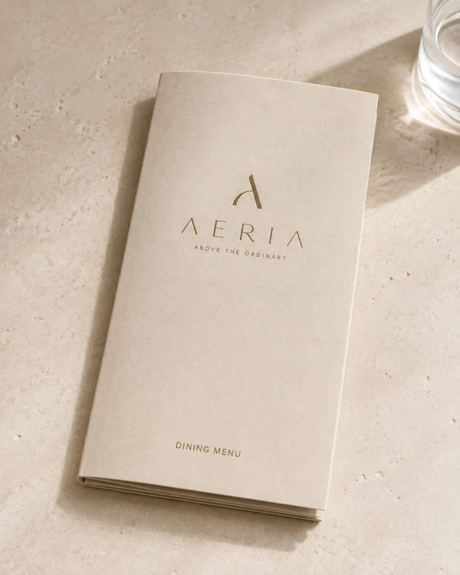 AERIA dining menu - Night cloth cover with monogram